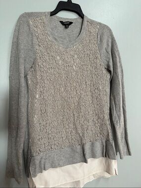 Simply Vera Vera Wang Light Gray Ribbed Crewneck Sweater